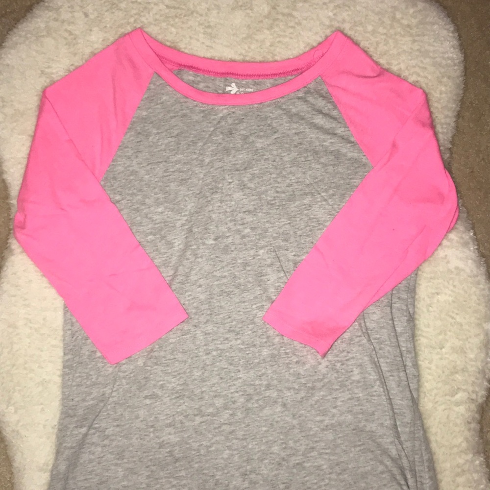 NWOT Old Navy Girl’s Pink and Grey Baseball Shirt